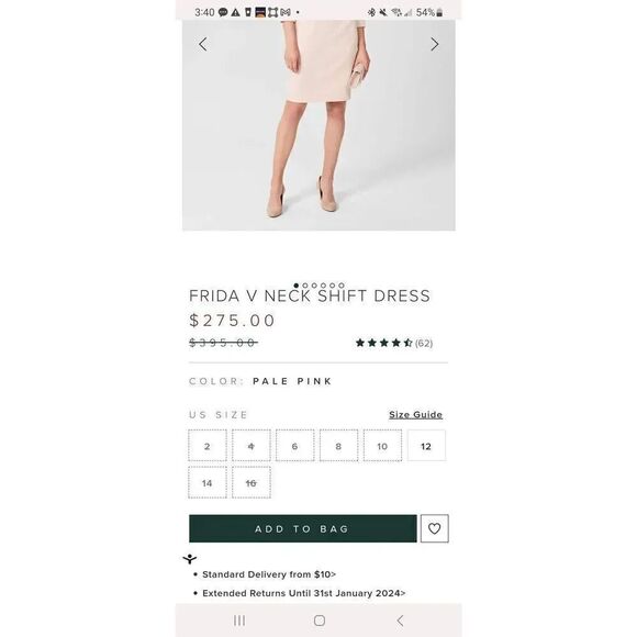 HOBBS LONDON FRIDA V NECK SHIFT DRESS 10 NWT $395, Soldout - Picture 8 of 8